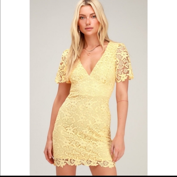 Lulus Dresses & Skirts - Lulu's Sweetie Yellow Lace Mini Dress